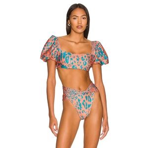 NWT Agua Bendita Lily Balam Bikini Bottom and CALISTA BALAM TOP in Peach